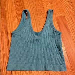 Urban Outfitters Green Ribbed Crop Tank Top